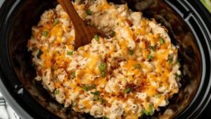 Crockpot Crack Chicken Casserole, homemade and freshly served