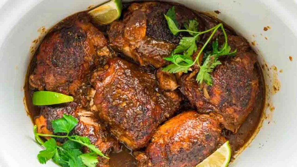 Slow Cooker Jamaican Jerk Chicken, homemade and freshly served