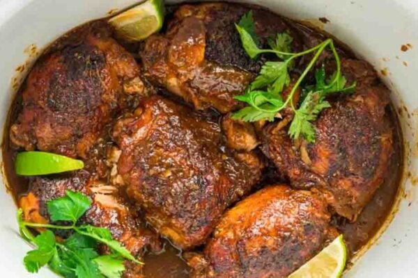 Slow Cooker Jamaican Jerk Chicken, homemade and freshly served