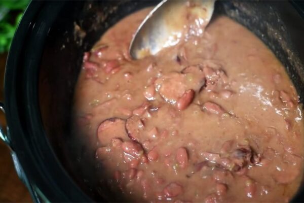Creamy Crockpot Red Beans, homemade and freshly served