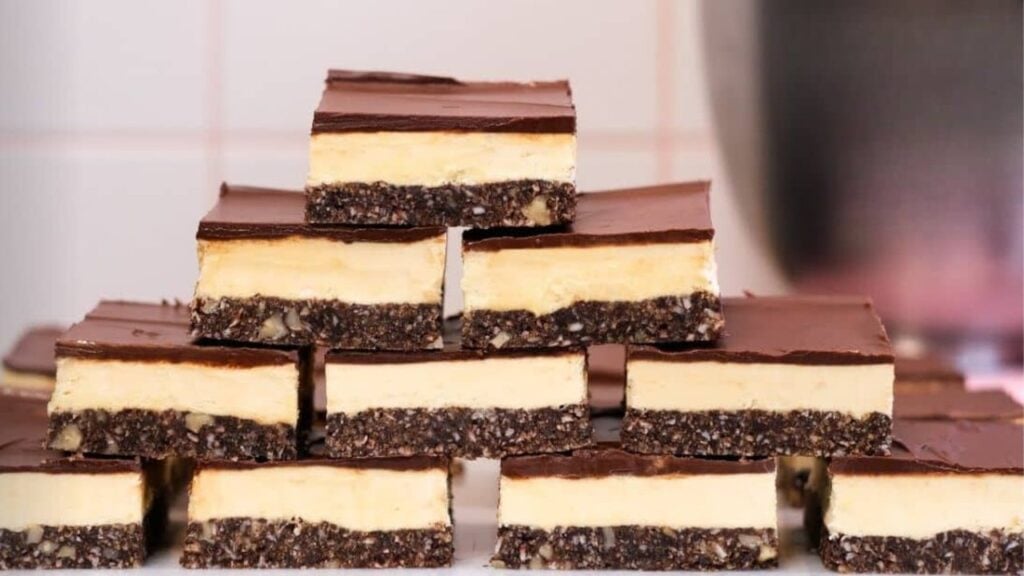Crunchy Chocolate Coconut Custard Bars, homemade and freshly served