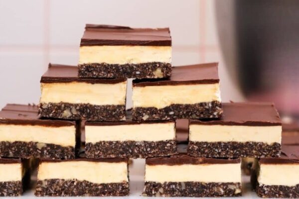 Crunchy Chocolate Coconut Custard Bars, homemade and freshly served