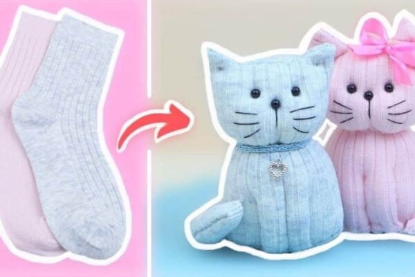 Finished Cute DIY Kitty Doll Made Out Of Socks, a completed DIY project