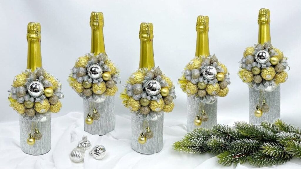 Finished How to Decorate a Bottle of Champagne for New Year, a completed DIY project