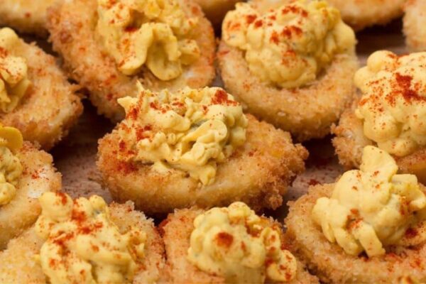 Deep-Fried Deviled Eggs, homemade and freshly served