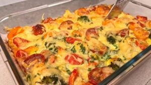 Delicious Cauliflower and Broccoli Casserole, homemade and freshly served