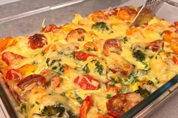 Delicious Cauliflower and Broccoli Casserole, homemade and freshly served