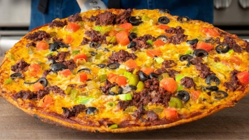 Delicious Homemade Taco Pizza, homemade and freshly served