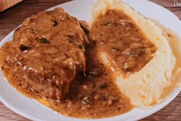 Delicious One Pan Pork with Gravy Sauce, homemade and freshly served