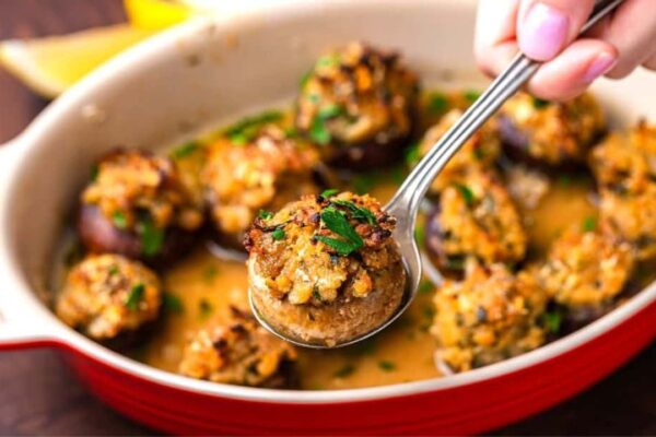 Delicious Stuffed Mushrooms, homemade and freshly served