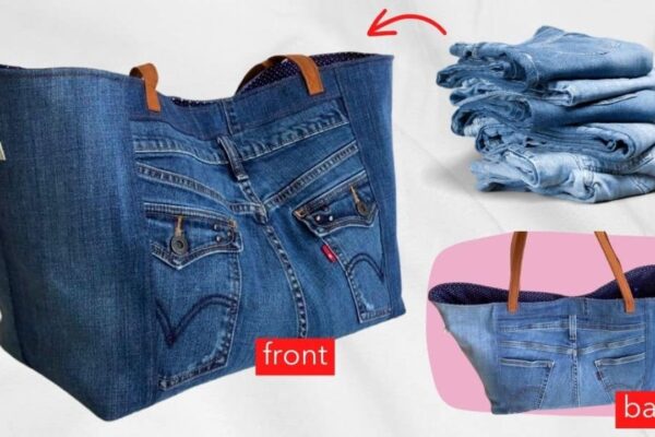 Finished How to Sew Denim Tote Bags, a completed DIY project