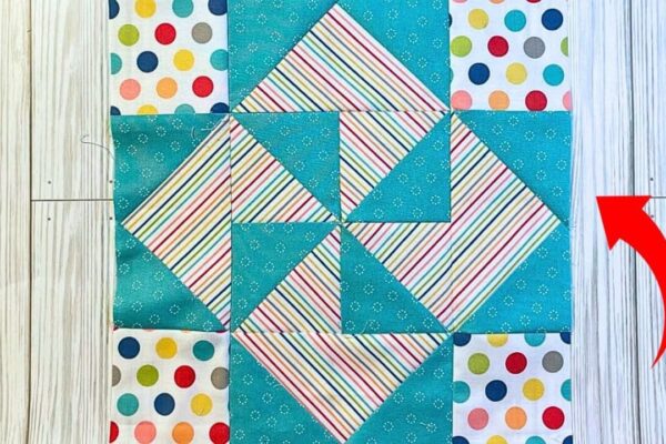 Finished Diamond Pinwheel Quilt Block, a completed DIY project