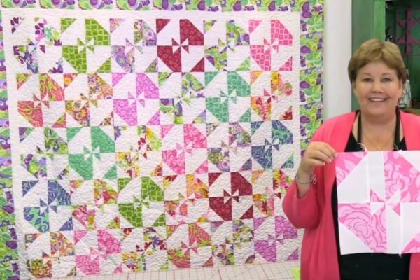 Finished Disappearing Pinwheel 5 Twist Quilt With Jenny Doan, a completed DIY project