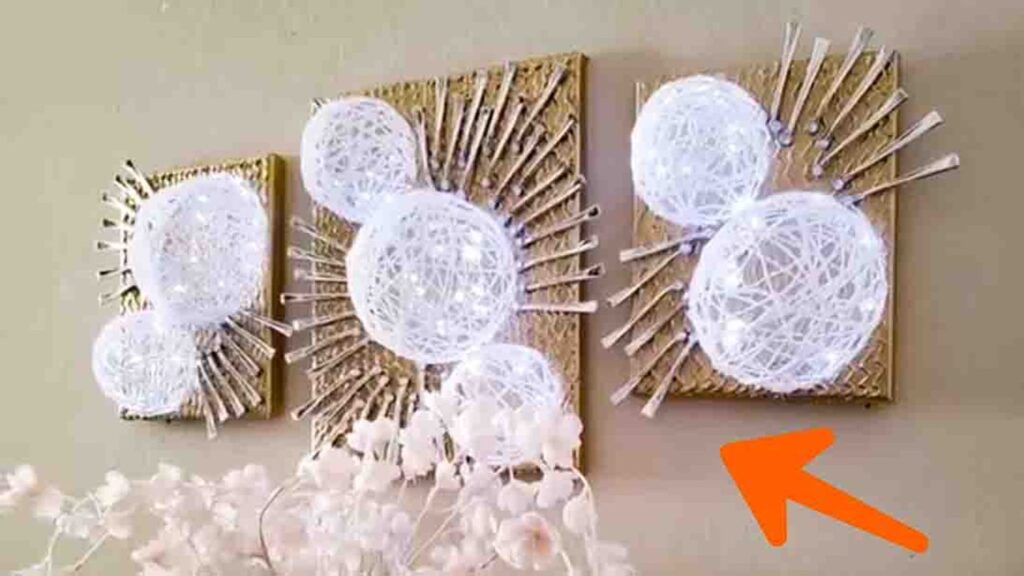 Finished DIY 3D Yarn Wall Decor, a completed DIY project