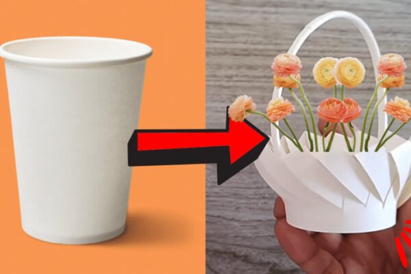 Finished DIY Basket From a Paper Cup, a completed DIY project