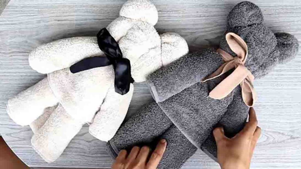 Finished DIY Bath Towel Teddy Bear, a completed DIY project
