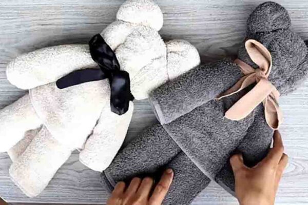 Finished DIY Bath Towel Teddy Bear, a completed DIY project