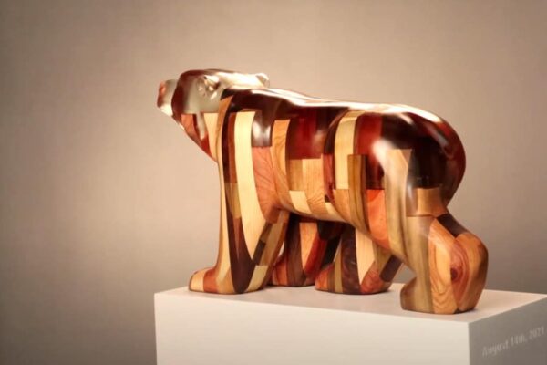 Finished a Bear Sculpture Out of Epoxy Resin and Wood, a completed DIY project