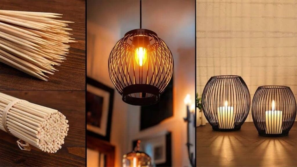 Finished DIY Lampshade Made From Bamboo Sticks, a completed DIY project