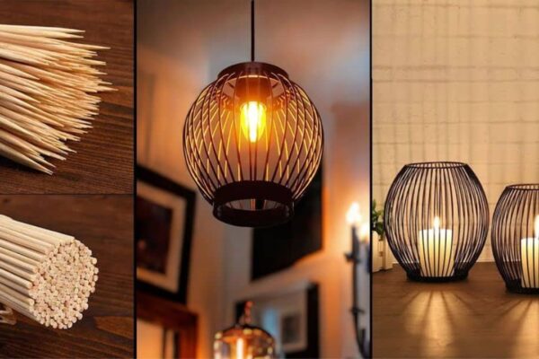 Finished DIY Lampshade Made From Bamboo Sticks, a completed DIY project