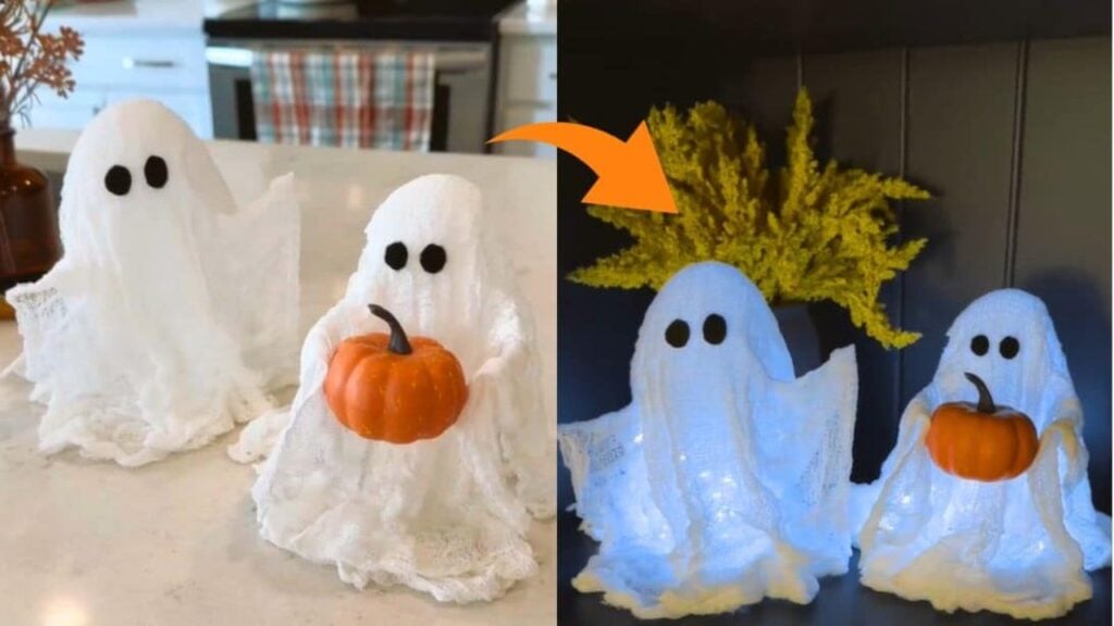 DIY Cheesecloth Ghost Decor For Halloween, homemade and freshly served