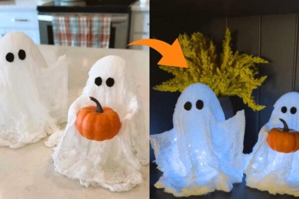 DIY Cheesecloth Ghost Decor For Halloween, homemade and freshly served