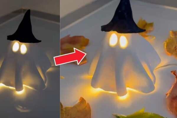 Finished DIY Clay Ghost for Halloween, a completed DIY project