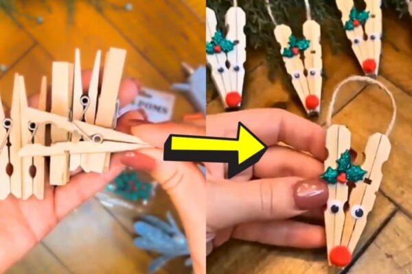 Finished DIY Clothespin Reindeer Ornament, a completed DIY project
