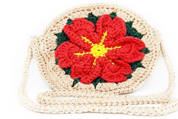 Finished DIY Easy Crochet Flower Handbag, a completed DIY project