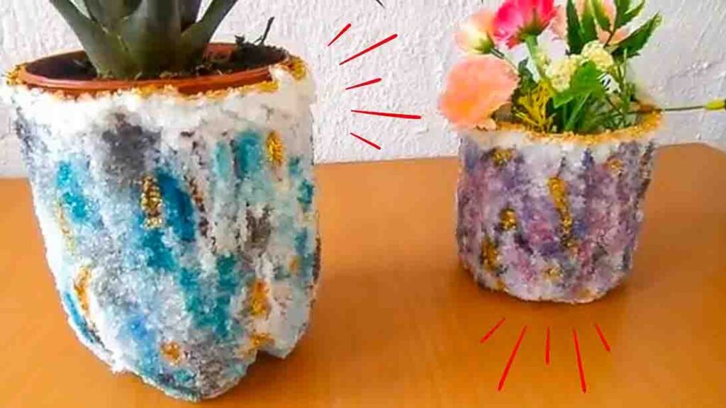 Finished DIY Crystal Planter using Salt, a completed DIY project
