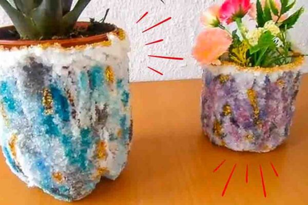 Finished DIY Crystal Planter using Salt, a completed DIY project