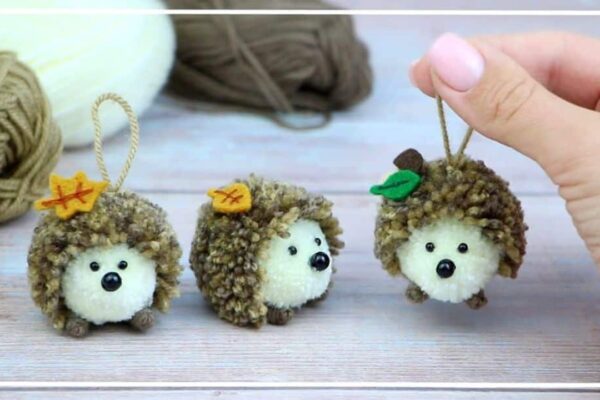 Finished DIY Cute Pompom Hedgehog Toy, a completed DIY project