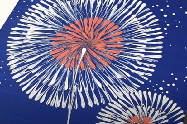 Finished DIY Dandelion Painting Using A Fork, a completed DIY project