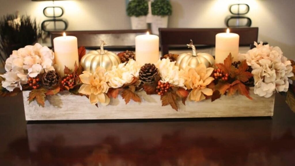 DIY Dollar Store Fall Centerpiece Decor, homemade and freshly served