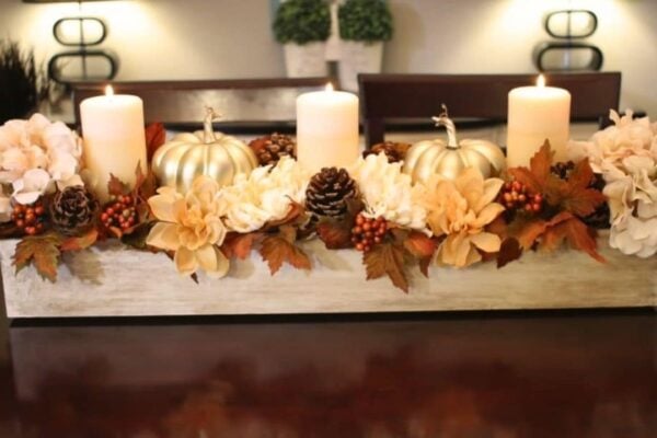 DIY Dollar Store Fall Centerpiece Decor, homemade and freshly served