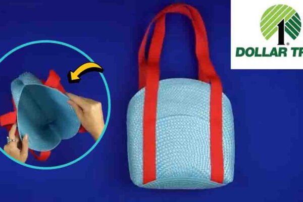 Finished DIY Bag Using Dollar Tree Round Placemats, a completed DIY project