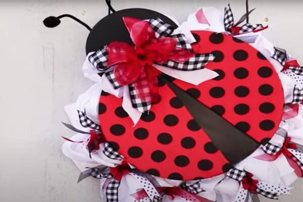 Finished DIY Dollar Tree Ladybug Wreath, a completed DIY project
