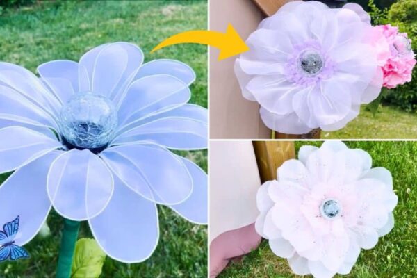 Finished DIY Dollar Tree Solar Light Giant Flowers, a completed DIY project