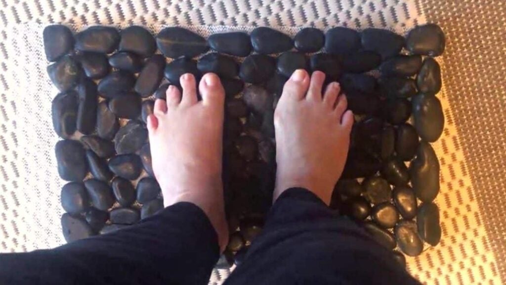 Finished DIY Dollar Tree Stone Bath Mat, a completed DIY project