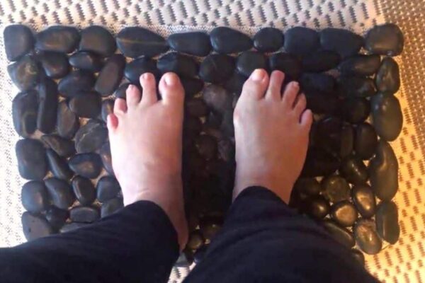 Finished DIY Dollar Tree Stone Bath Mat, a completed DIY project