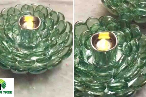 Finished DIY Dollar Tree Glass Gem Tea Light Holder, a completed DIY project