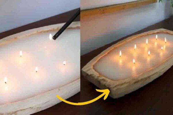 Finished DIY Dough Bowl Candle, a completed DIY project