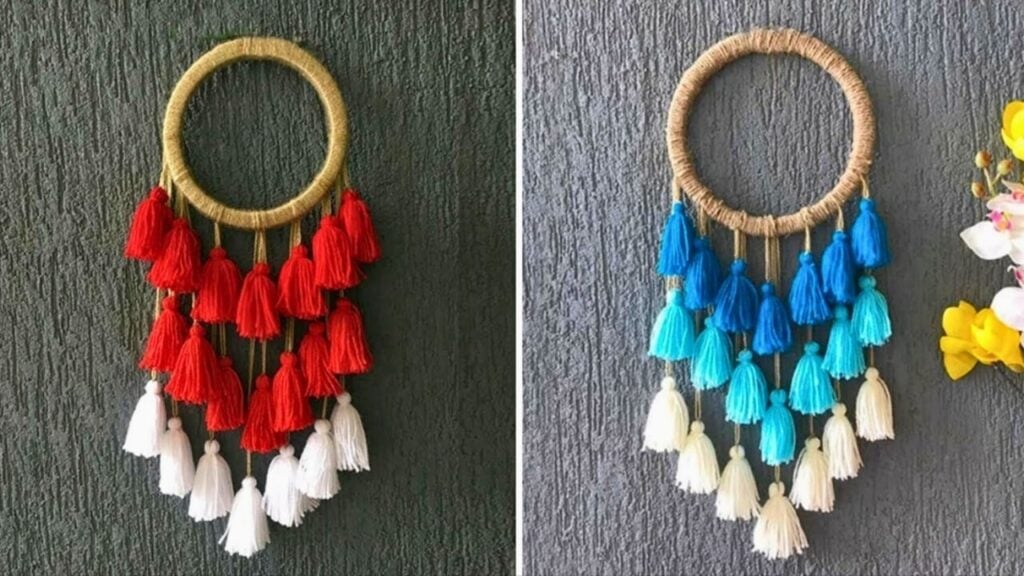 Finished DIY Dream Catcher Wall Hanging Decor, a completed DIY project