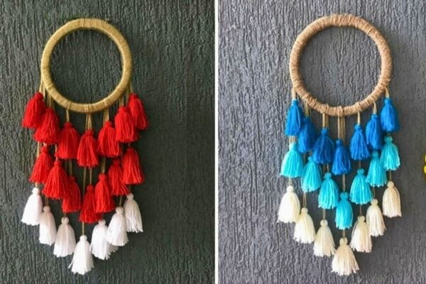 Finished DIY Dream Catcher Wall Hanging Decor, a completed DIY project