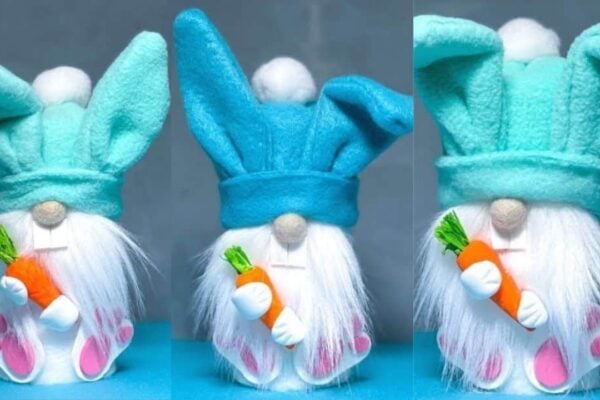 Finished DIY Easter Bunny Gnome Treat Container, a completed DIY project