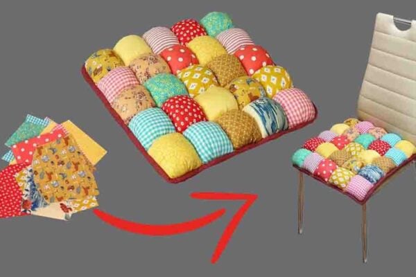 Finished DIY Easy Chair Cushion with Fabric Scraps, a completed DIY project