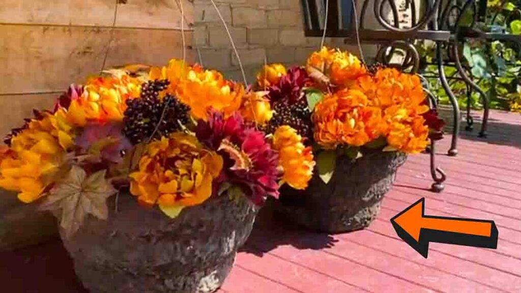 Finished DIY Easy Fall Hanging Baskets, a completed DIY project