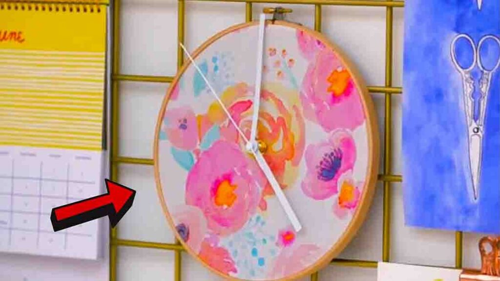 Finished DIY Embroidery Hoop Clock, a completed DIY project