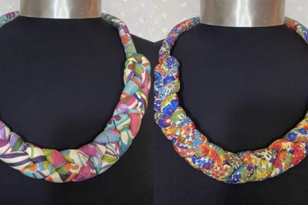 Finished DIY Fabric Braided Necklace, a completed DIY project