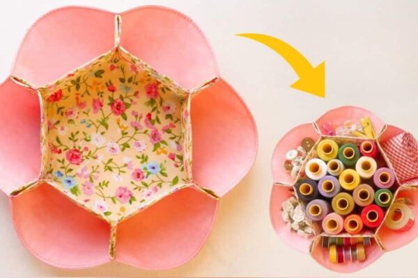 Finished DIY Fabric Flower Tray, a completed DIY project